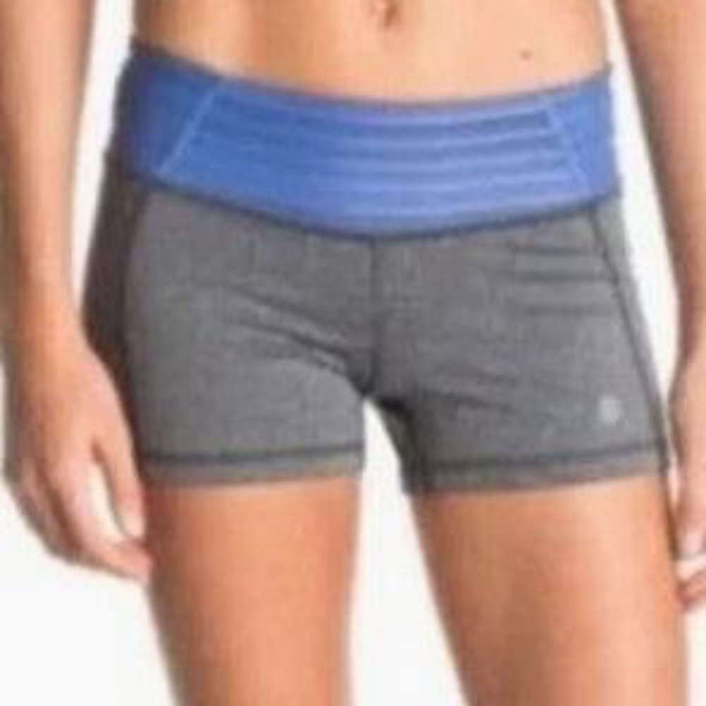 Roxy Fitted Yoga Shorts With Florescent Yellow Mesh Band